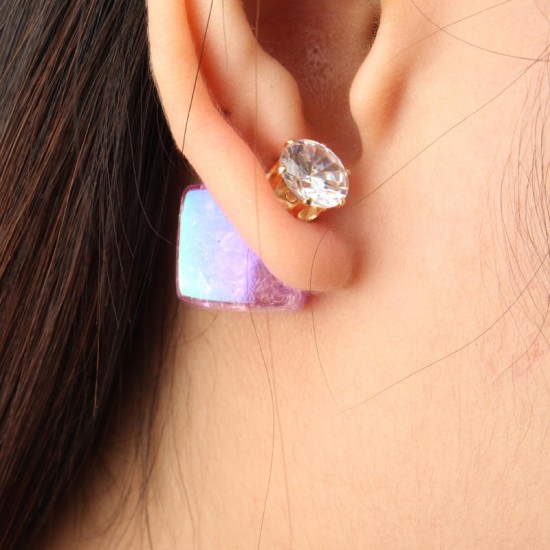 Zircon Crystal Ear Stud Diamond Smooth Earrings