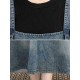 Demin Elastic Waist Pocket Suspender Dress