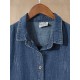 Denim Casual Button Pockets Solid Color Shirt Dress