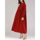 Elegant Crew Neck Long Sleeve Solid Color Maxi Dress