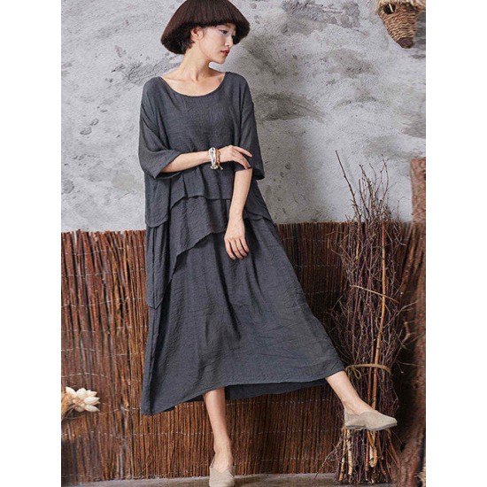 Elegant Women Asymmetrical Hem Half Sleeve Dresses