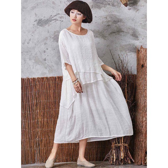 Elegant Women Asymmetrical Hem Half Sleeve Dresses