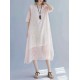 Elegant Women Floral Print Half Sleeves V-neck Loose Dress