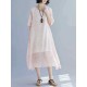 Elegant Women Floral Print Half Sleeves V-neck Loose Dress