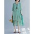 Elegant Women Floral Print Half Sleeves V-neck Loose Dress