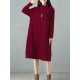 Elegant Women Pure Color High Collar Sweater Dresses