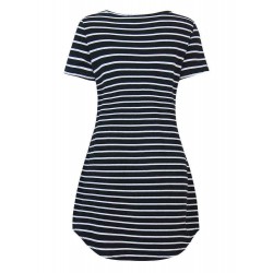 Fashion Women Stripe Short Sleeve T-shirt Dress