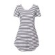 Fashion Women Stripe Short Sleeve T-shirt Dress