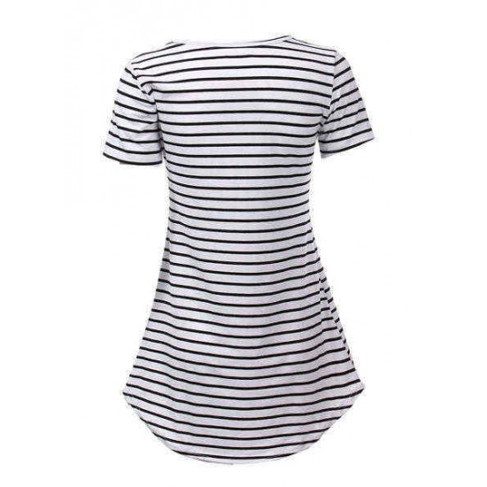 Fashion Women Stripe Short Sleeve T-shirt Dress