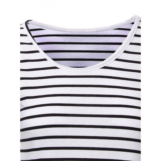 Fashion Women Stripe Short Sleeve T-shirt Dress