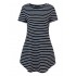 Fashion Women Stripe Short Sleeve T-shirt Dress