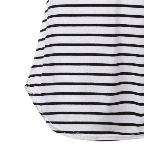 Fashion Women Stripe Short Sleeve T-shirt Dress