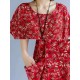 Floral Printed O-neck Knee-Length A-line Pockets Dress