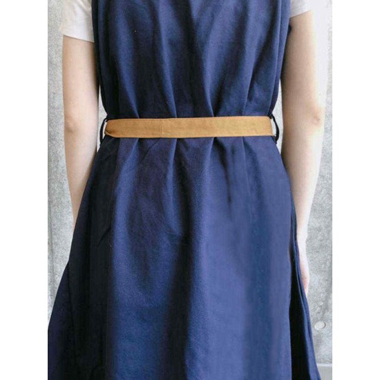 Japanese Style Adjustable Straps Pocket Cotton Apron Dress