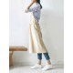 Japanese Style Brief Pure Color Cotton Linen Aprons with Side Pocket