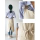 Japanese Style Brief Pure Color Cotton Linen Aprons with Side Pocket