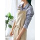 Japanese Style Brief Pure Color Cotton Linen Aprons with Side Pocket