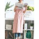 Japanese Style Brief Pure Color Cotton Linen Aprons with Side Pocket