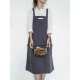 Japanese Style Cotton Linen Pure Color Crossback Crumpled Aprons Dress