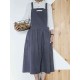 Japanese Style Cotton Linen Pure Color Crossback Crumpled Aprons Dress