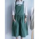 Japanese Style Cotton Linen Pure Color Crossback Crumpled Aprons Dress