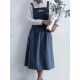 Japanese Style Cotton Linen Pure Color Crossback Crumpled Aprons Dress