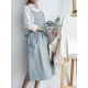 Japanese Style Cotton Linen Pure Color Crossback Crumpled Aprons Dress