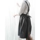 Japanese Style Retro Pure Color Cotton Linen Pleated Aprons Dress