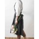 Japanese Style Retro Pure Color Cotton Linen Pleated Aprons Dress