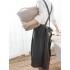 Japanese Style Retro Pure Color Cotton Linen Pleated Aprons Dress