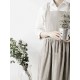 Japanese Style Retro Pure Color Cotton Linen Pleated Aprons Dress