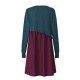 L-5XL Casual Women Color Contrast Drawstring Dress