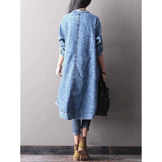 L-5XL Casual Women Imitation Denim Dress