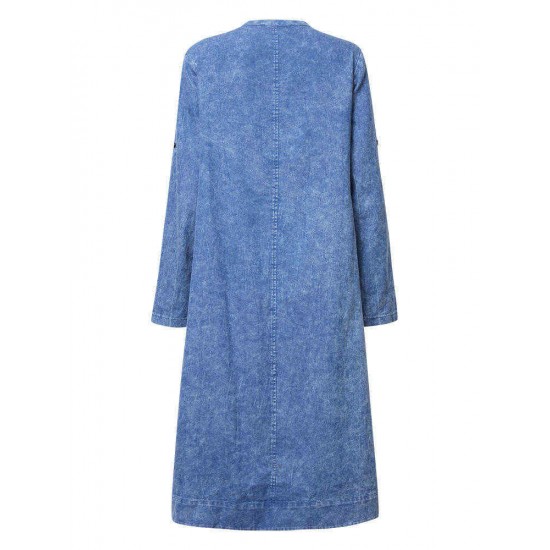 L-5XL Casual Women Imitation Denim Dress