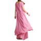 L-5XL Elegant Women Solid Fake Two-piece High Low Maxi Dress