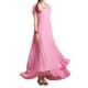 L-5XL Elegant Women Solid Fake Two-piece High Low Maxi Dress