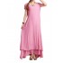 L-5XL Elegant Women Solid Fake Two-piece High Low Maxi Dress