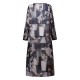 L-5XL Vintage Women Printed Double Layer O-Neck Maxi Dress