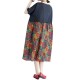 Large Size Women Floral Dress Batwing Sleeve Patchwork Dresses