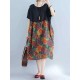 Large Size Women Floral Dress Batwing Sleeve Patchwork Dresses