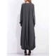 Leisure Ladies Solid Kaftan Round Neck Long Sleeves Dresses