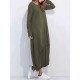 Leisure Ladies Solid Kaftan Round Neck Long Sleeves Dresses