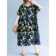 Loose Cotton Fruits Printed Half Sleeve Casual Dress