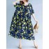 Loose Cotton Fruits Printed Half Sleeve Casual Dress