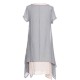 Loose Women Brief Solid Fake Two-Piece Split Cotton Linen Midi Dress