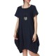 Loose Women Summer Solid Irregular Cotton Linen Lantern Dress