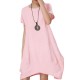 Loose Women Summer Solid Irregular Cotton Linen Lantern Dress