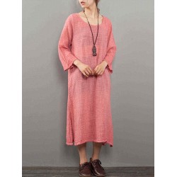 M-5XL Casual Women Pure Color Loose Dress