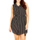 M-5XL Sleeveless Stripe Turn-down Collar Tops Mini Dress