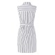 M-5XL Sleeveless Stripe Turn-down Collar Tops Mini Dress